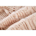 Women's Knitted Cable Pointelle Crew-Neck Chunky Pullover